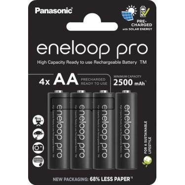 Imagem de Cartela C/ 4 Pilhas Pretas Aa Recarregáveis Panasonic Eneloop Pro, Mod