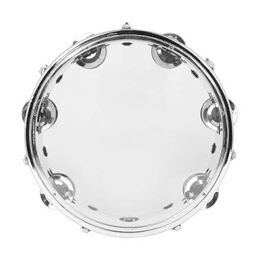 Imagem de 20,3 cm com fileira dupla auto-sintonizadora para tambor de bater palmas pandeiro para igreja pandeireta para adultos (branco)