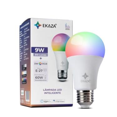 Imagem de EKAZA Lâmpada Inteligente RGB, 16 milhões de cores, Wi-Fi, Compatível com Amazon Alexa e Google Assistente, 9W+3W - EKGC-T261-E27