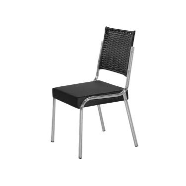 Imagem de Cadeira de Jantar Aço Nobre Kansas com Encosto em Junco e Assento Estofado Revestido em Suede