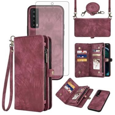 Imagem de Asuwish Capa de telefone para TCL Stylus 5G 2022 com zíper carteira magnética destacável com protetor de tela de vidro temperado alça transversal alça flip suporte para cartão TLC Stylo G5 6.81 T779W