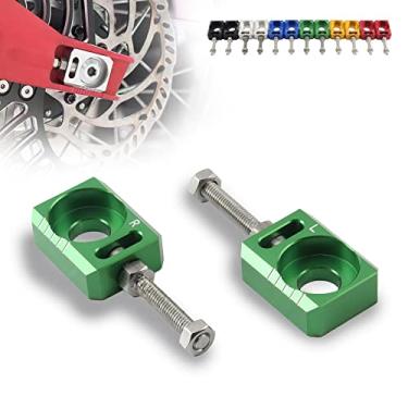 Imagem de ABCERRSI Ajustador de corrente de blocos de eixo traseiro, parafuso tensor de corrente de bicicleta suja elétrica para Sur Ron Segway X160 X260 (verde)