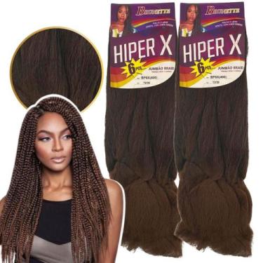 Imagem de Kit 2 Cabelo Jumbo Tranças Hiper X Jumbão Box Braid - Brunette, T2/30