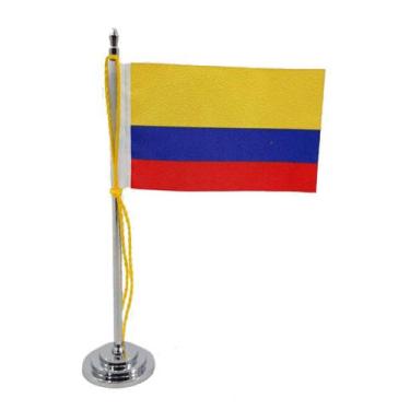 Imagem de Mini Bandeira de Mesa Colômbia 15 cm Poliéster - SP Bandeiras 