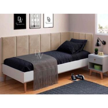 Imagem de Conjunto de cabeceira em l para cama de solteiro 0,90 las vegas - 7 co