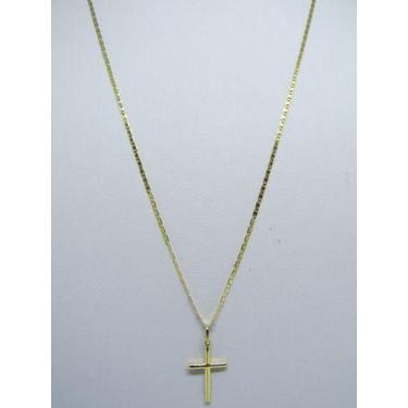 Imagem de Cordão Corrente 60cm E Pingente Crucifixo De Ouro 18k 750 - RD Magazin