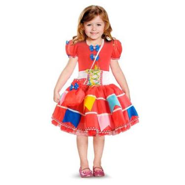 Imagem de Vestido Festa Junina Infantil Rosa Luxo Com Bolsa e Corselet - Fantasi