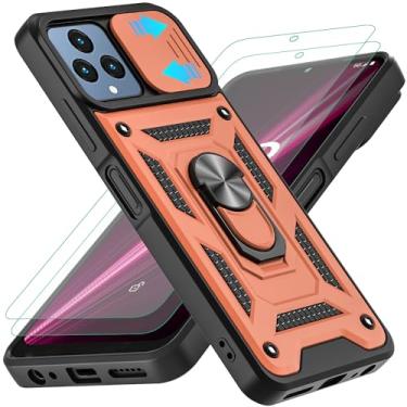 Imagem de YKHJKLEC Capa para T-Mobile Revvl 6 5G/Revvl 6X 5G, [grau militar] à prova de choque com rotação de 360° Capa protetora com suporte de metal com 2 peças de protetor de tela HD (ouro rosa)