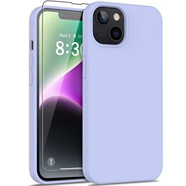 Imagem de DEENAKIN Capa para iPhone DD com protetor de tela, capa amortecedora de borracha gel de silicone líquido macio para mulheres e meninas, capa protetora de celular slim fit à prova de choque para iPhone