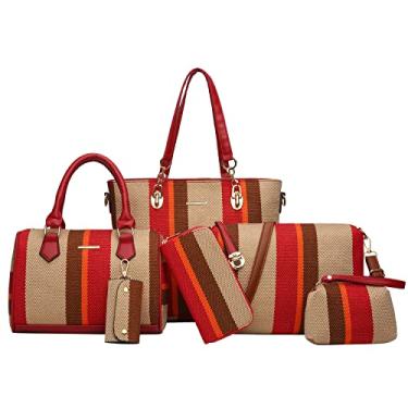 Imagem de 2E-youth Bolsas e bolsas femininas de designer bolsa de ombro bolsa de ombro bolsa com alça superior, 2h - listra vermelha, Large