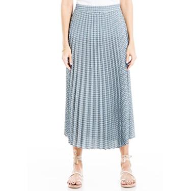 Imagem de Max Studio Saia midi plissada longa casual cintura alta elástica feminina, Diamante oval de cambraia, G