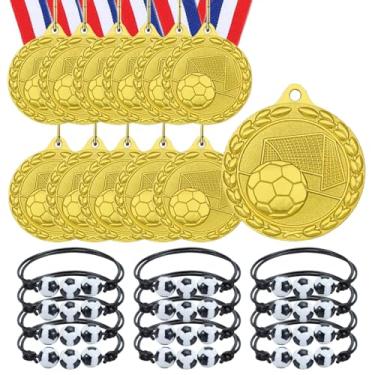 Imagem de YUJUE 12 medalhas de futebol, 12 pulseiras de futebol, medalha de futebol infantil, medalhas de metal, presentes de aniversário para crianças, meninas, presentes de aniversário para crianças,