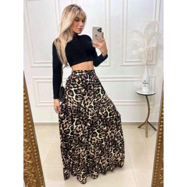 Imagem de Saia Longa Babado Camadas 3 Marias - Luh May, M, Onça escura