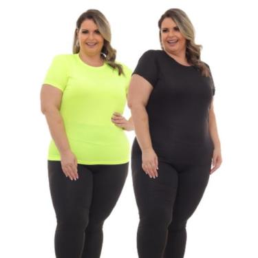 Imagem de Kit 2 Peças - Camiseta Feminina Dry Fit Plus Size Poliester Academia -