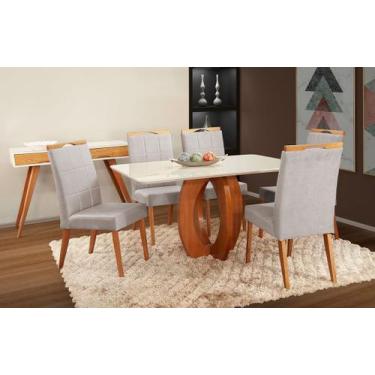 Imagem de Mesa de jantar + 6 cadeiras Paris Tampo 160cm Castanho claro - Gran De