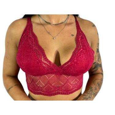 Imagem de Cropped Com Decote Bojo Regata Blusinha Renda Feminino Não É Transpare