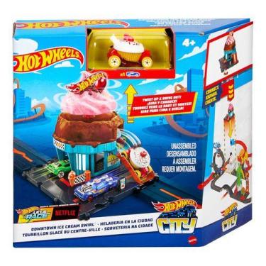Imagem de Pista Sorveteria Na Cidade + Carrinho Hot Wheels City Mattel, Colorido