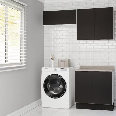 Imagem de Lavanderia Modulada 3 Peças 2 Armários Aéreos 4 Portas 1 Balcão Ipanema Cabecasa Madeiramadeira Grafite Trama