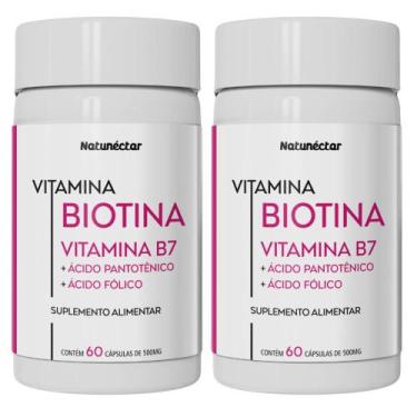 Imagem de Kit Combo 02 UND Biotina  Ácido Pantotênico  Ácido Fólico 120 cápsulas