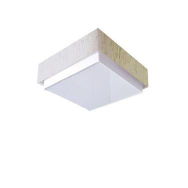 Imagem de Plafon Quadrado Vivare Md-3089 Cúpula em Tecido 40x40cm - Bivolt, Linh