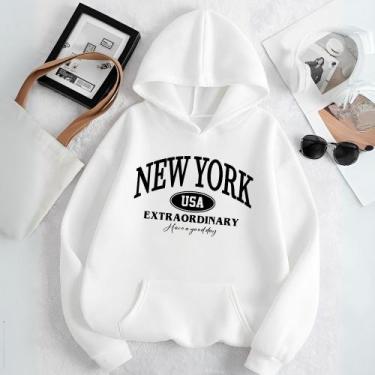 Imagem de Moletom Unissex Blusa de Frio Estamp New York Usa Extraordinary Confor
