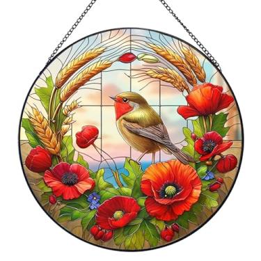 Imagem de BDHRKTE Captadores de sol de beija-flor de 20 cm, apanhadores de sol para pendurar janelas, vitrais cardinais, kit de vitrais, ornamentos de pássaros, presentes cardeais para mulheres, mãe, avó
