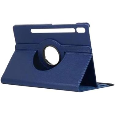 Imagem de Capa Capinha Carteira de Couro Preta Giratória Executiva Compatível Galaxy Tab S9 FE de 10.9 (Azul Marinho)