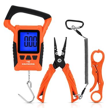 Imagem de KastKing Balança De Pesca Digital Wideview Com Alicate De Pesca E Combinação De Aperto Labial, Alicate De Aço Inoxidável De 7”, Tela Grande De 2,5”, 110 Libras/50 Kg, À Prova D'Água E Flutuante