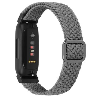 Imagem de Tiptops Pulseiras de nylon trançado compatíveis com Fitbit Inspire 3/Inspire 2/Inspire/Inspire HR/Ace 2/Ace 3, alças elásticas ajustáveis de substituição para Fitbit Inspire, mulheres e homens