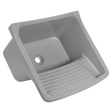 Imagem de Tanque De Plastico 40 Litros Para Lavar Roupas Astra Cinza