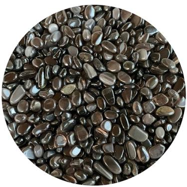 Imagem de Chips de pedra preciosa semi rolada natural de 0,2 kg, mini cistais triturados, formas irregulares, lascas de cristal não perfuradas (obsidiana preta)