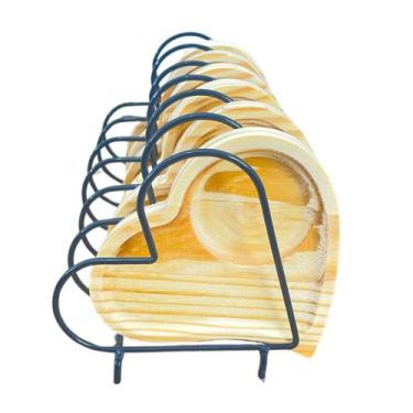 Imagem de Kit 6 Pires Coração Pinus com Suporte aramado - Antilope Decor Porcela