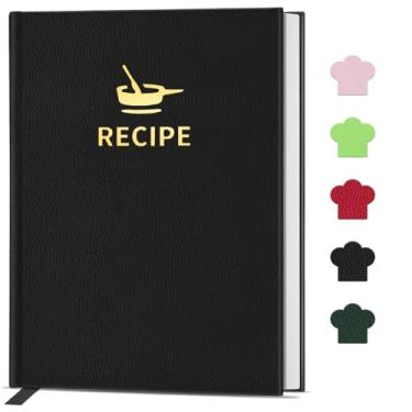 Imagem de Livro de receitas em branco para escrever em suas próprias receitas, caderno de receitas de capa dura elegante, diário de receitas de 17,8 cm x 24,4 cm para amantes de culinária, livro de receitas DIY