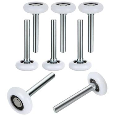 Imagem de Rolos de porta rodas de nylon e aço de 4,6 cm, 10 rolamentos de esferas, haste de 9,5 cm, ultra-silencioso (9,5 cm - 8 peças)