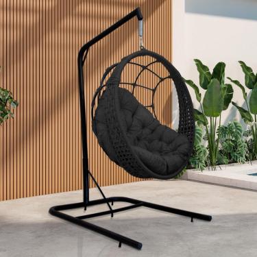 Imagem de Cadeira Balanço Ninho Suspenso em Corda Náutica Luxo com Suporte