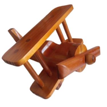 Imagem de Avião Biplano Brinquedo Educativo Madeira - Verniz