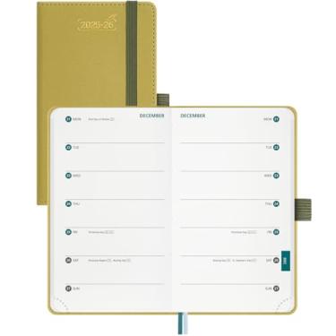 Imagem de BEZEND Agenda Academic Planner 2025 2026 com 2 colunas, diário semanal e mensal, livro de calendário de 18 meses com suporte para caneta, livro de agenda pequeno de 8,9 cm x 15,2 cm, capa dura de
