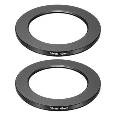 Imagem de PATIKIL Adaptador de anel descendente de 58 mm a 42 mm, 2 peças de anéis de filtro para lente de câmera filtros de anel de metal digital para lentes ND IR DSLR, preto