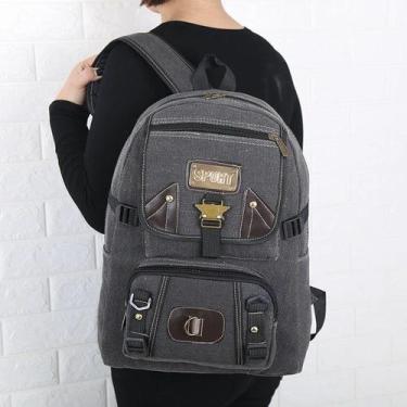 Imagem de Mochila Masculina Lona 50 Litros Viagem Passeio Motoboy Esporte Trilha