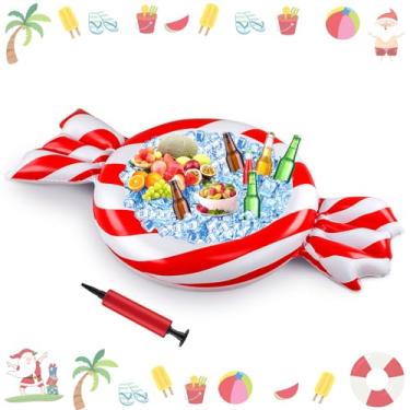 Imagem de ShinyRelief Refrigerador inflável de doces de hortelã-pimenta, decoração de Natal em julho, 139 x 81 cm, barra de servir refrigerador inflável para cerveja, bebidas, festa, recipiente de comida para