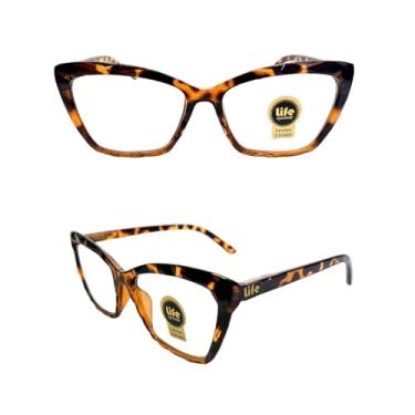Imagem de Armação Óculos Grau Gatinho Ondulado Tartaruga Para Leitura Perto (+1.75)