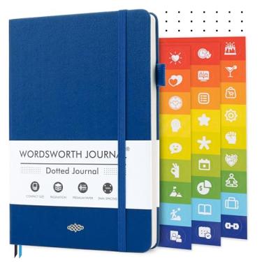 Imagem de Wordsworth & Black A5 Bullet Dotted Journal 216 Páginas Punteadas, Cuero con Puntos en Rejilla, Papel de 120 GSM, Cuaderno de Notas para Trabajo y Bocetos,Hombres - Caja de Regalo Incluida Azul