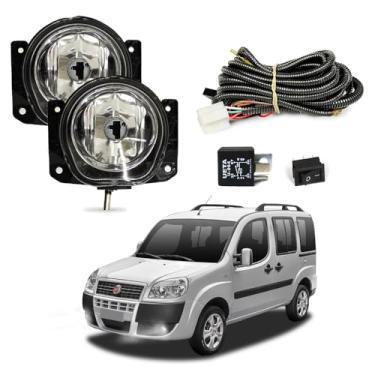 Imagem de Kit Farol de Milha para Doblo 2010 a 2021 Doblo Adventure 2010 a 2020 Completo com Chicote Botão e Relê Auxiliar Neblina