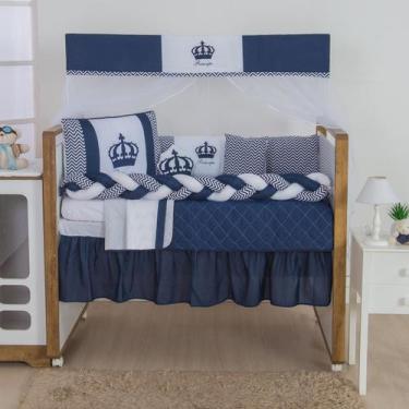 Imagem de Kit Protetor Berço completo Trança 12 Peças Coroa Marinho - Geral