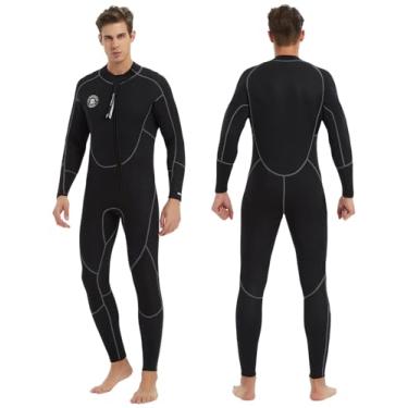 Imagem de Lemorecn Traje de mergulho masculino ultra-elástico neoprene 3 mm terno completo (3039black-2GG)