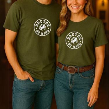 Imagem de Camiseta Algodão Unissex Casal Country Estampa Brutos Do Mato Modinha 