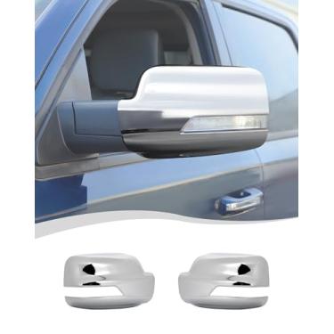 Imagem de Hoolcar Capa de espelho retrovisor lateral para decoração externa compatível com Dodge Ram 2018-2025, cromado