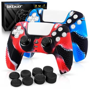 Imagem de SIKEMAY Capa protetora de silicone espesso antiderrapante para controle PS5, perfeitamente compatível com o controle Dualsense do Playstation 5 com 8 tampas de aperto de polegar