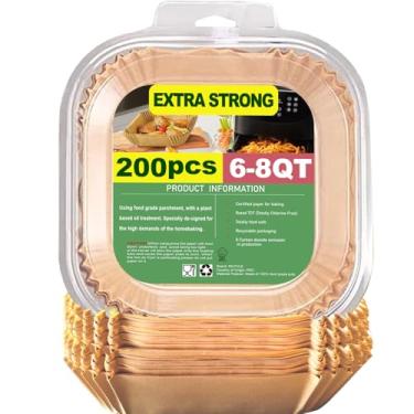 Imagem de Forros de papel Air Fryer para Chefman 6 QT Compact, 200 peças de forros de fritadeira a ar de 6 qt, forros de fritadeira a ar de 8 litros, forro de papel pergaminho para Chefman TurboFry aço