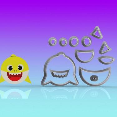 Imagem de Cortador Baby Shark Rosto Bebê Modular Tamanho 4cm